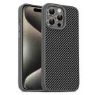 For iPhone 15 Pro Max Carbon Fiber Textured Oil Spray PC + TPU Phone Case(Grey) - 1