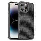 For iPhone 14 Pro Max Carbon Fiber Textured Oil Spray PC + TPU Phone Case(Grey) - 1