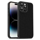 For iPhone 14 Pro Carbon Fiber Textured Oil Spray PC + TPU Phone Case(Black) - 1