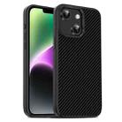 For iPhone 14 Plus Carbon Fiber Textured Oil Spray PC + TPU Phone Case(Black) - 1
