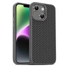 For iPhone 14 Plus Carbon Fiber Textured Oil Spray PC + TPU Phone Case(Grey) - 1