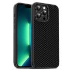 For iPhone 13 Pro Max Carbon Fiber Textured Oil Spray PC + TPU Phone Case(Black) - 1