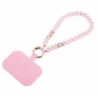 Mobile Phone Anti-lost Bead Chain Short Lanyard with Pad(Pink) - 1