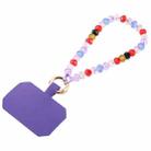 Mobile Phone Anti-lost Bead Chain Short Lanyard with Pad(Purple) - 1