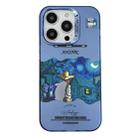 For iPhone 12 Pro Electroplated Lens Illustration Phone Case(Blue) - 1