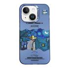 For iPhone 15 Electroplated Lens Illustration Phone Case(Blue) - 1