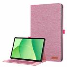 For OPPO Pad SE 11 2025 Fabric Texture Horizontal Flip Leather Tablet Case(Pink) - 1