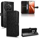 For Realme 12+ Honeycomb Dot Texture Leather Phone Case(Black) - 1