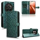 For Realme 12+ Honeycomb Dot Texture Leather Phone Case(Green) - 1