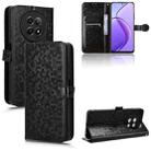 For Realme 12 5G Honeycomb Dot Texture Leather Phone Case(Black) - 1
