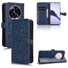 For Realme 13+ Global Honeycomb Dot Texture Leather Phone Case(Blue) - 1