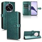 For Realme 13+ Global Honeycomb Dot Texture Leather Phone Case(Green) - 1