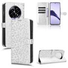 For Realme 13+ Global Honeycomb Dot Texture Leather Phone Case(Silver) - 1