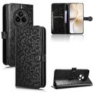 For Realme 14 Pro+ Honeycomb Dot Texture Leather Phone Case(Black) - 1