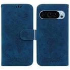 For Google Pixel 9 Pro Butterfly Rose Embossed Leather Phone Case(Blue) - 1