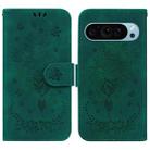 For Google Pixel 9 Butterfly Rose Embossed Leather Phone Case(Green) - 1