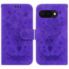 For Google Pixel 9a Butterfly Rose Embossed Leather Phone Case(Purple) - 1