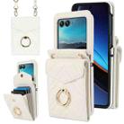 For Motorola Razr 40 Ultra / Razr 2023 V-shaped RFID Card Slot Phone Case with Ring Holder(White) - 1