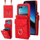 For Motorola Razr 40 Ultra / Razr 2023 V-shaped RFID Card Slot Phone Case with Ring Holder(Red) - 1