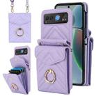 For Motorola Razr 40 V-shaped RFID Card Slot Phone Case with Ring Holder(Purple) - 1