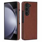 For Samsung Galaxy Z Fold5 5G Cross Pattern Foldable Phone Case(Brown) - 1