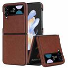 For Samsung Galaxy Z Flip4 5G Cross Pattern Foldable Phone Case(Brown) - 1
