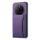 For Huawei Mate 50 Pro Calf Texture Card Bag Design Full Coverage Phone Case(Purple) - 1