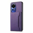 For Huawei nova 12 Calf Texture Card Bag Design Full Coverage Phone Case(Purple) - 1