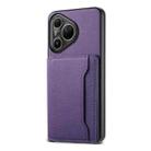 For Huawei Pura 80 Ultra 5G Calf Texture Card Bag Design Full Coverage Phone Case(Purple) - 1