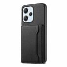 For Xiaomi Redmi 12 Calf Texture Card Bag Design Full Coverage Phone Case(Black) - 1