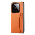 For Xiaomi 14 Pro Calf Texture Card Bag Design Full Coverage Phone Case(Orange) - 1