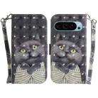 For Google Pixel 9 3D Colored Horizontal Flip Leather Phone Case(Hug Cat) - 1