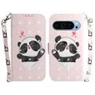 For Google Pixel 9 3D Colored Horizontal Flip Leather Phone Case(Heart Panda) - 1