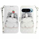 For Google Pixel 9 3D Colored Horizontal Flip Leather Phone Case(Cute Cat) - 1