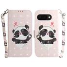 For Google Pixel 9a 3D Colored Horizontal Flip Leather Phone Case(Heart Panda) - 1