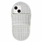 For iPhone 13 Creative Flannel Slipper Design TPU Phone Case(Grey) - 1