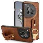 For OnePlus 12 Wristband Leather Back Phone Case(Brown) - 1