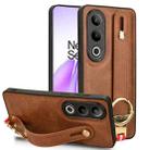 For OnePlus Ace 3V Wristband Leather Back Phone Case(Brown) - 1