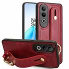 For OnePlus Nord CE4 Wristband Leather Back Phone Case(Red) - 1