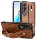 For OnePlus Nord CE4 Wristband Leather Back Phone Case(Brown) - 1