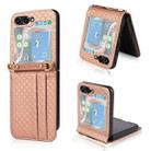 For Samsung Galaxy Z Flip5 Crossbody Diamond Lattice FoldingPhone Case(Rose Gold) - 1