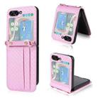 For Samsung Galaxy Z Flip5 Crossbody Diamond Lattice FoldingPhone Case(Pink) - 1