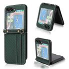 For Samsung Galaxy Z Flip5 Crossbody Diamond Lattice FoldingPhone Case(Dark Green) - 1