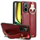 For Realme C67 4G Wristband Leather Back Phone Case(Red) - 1