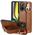 For Realme C67 4G Wristband Leather Back Phone Case(Brown) - 1