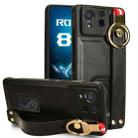 For Asus ROG Phone 8 Wristband Leather Back Phone Case(Black) - 1