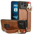 For Asus ROG Phone 8 Wristband Leather Back Phone Case(Brown) - 1