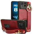 For Asus ROG Phone 8 Pro Wristband Leather Back Phone Case(Red) - 1