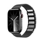 For Apple Watch 42mm Magnetic Clasp Braided Chain Stainless Steel Watch Band(Black) - 1