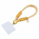 Dopamine Color Pearl Round Twist Rope Short Lanyard(Yellow) - 1